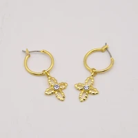 feverfree new small gold color hoop earrings for women flower simple shiny pendant earrings fashion jewelry for lover gift
