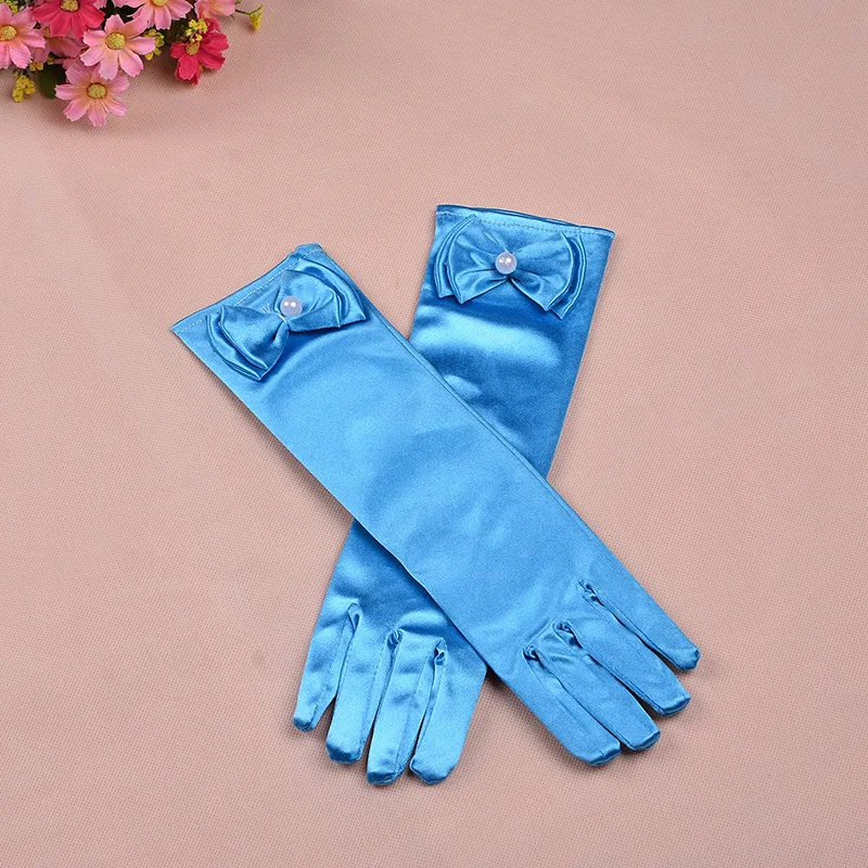 Атласные свадебные перчатки для девочек длинные аксессуары принцессы косплея