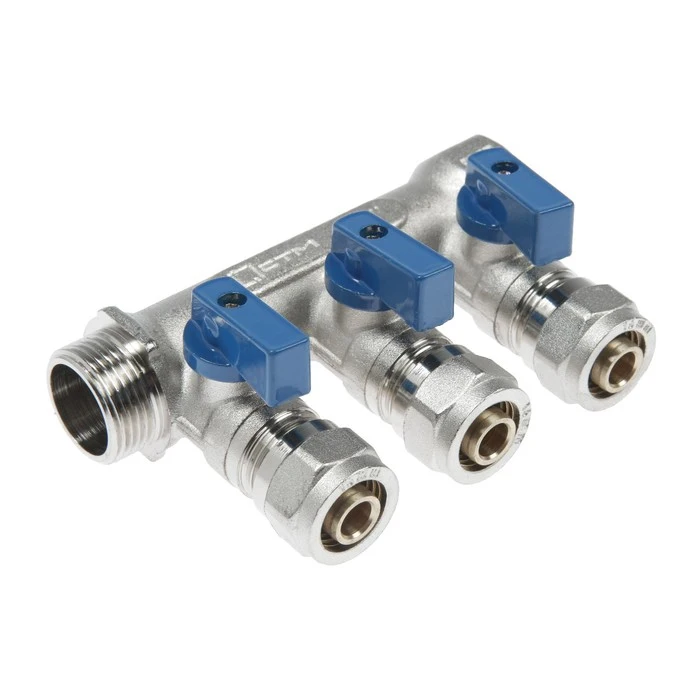 Коллектор &quotСТМ&quot 3/4&quotх16 мм 3 выхода с шаровыми кранами для м/п труб