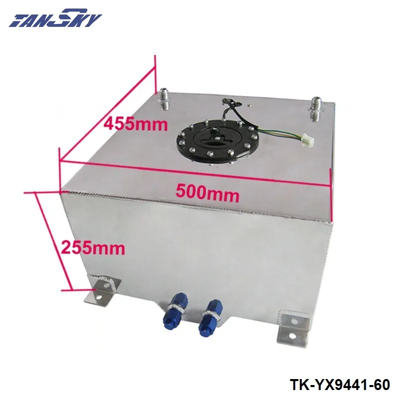60л полированный алюминиевый гоночный/дрейф/уличный топливный бак + уровень