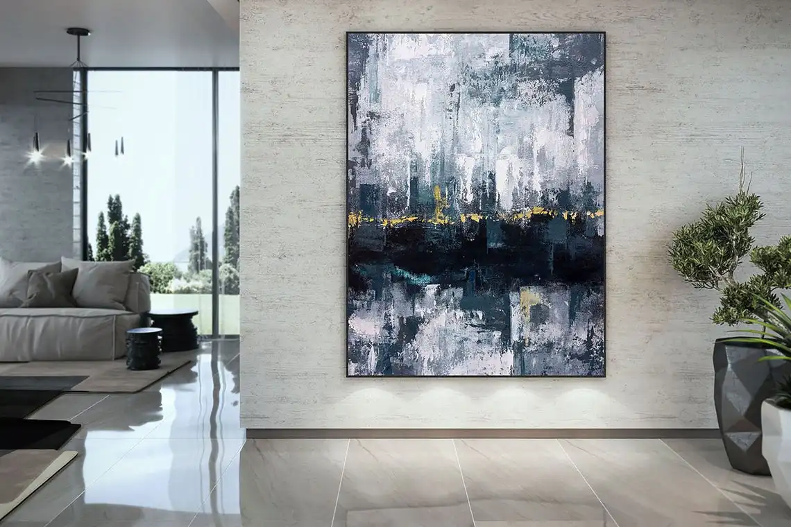 

Original Abstract Canvas Art Large Wall Art Large Art On Canvas Abstract Wall Art Modern Abstract Decoracao Room Decor Blue Art