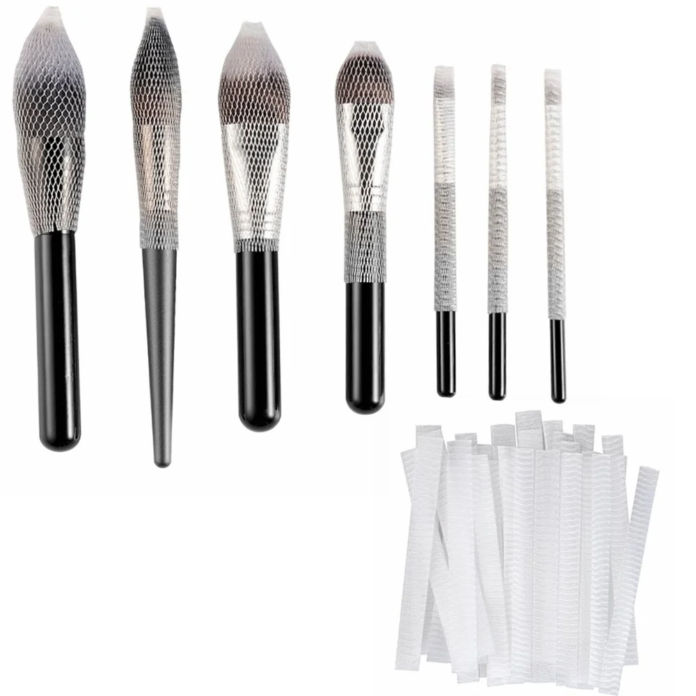 

10pcs Makeup Brushes Pen Guard Protector Set Reusable Expandable Mesh Cover (Not include Brushes)