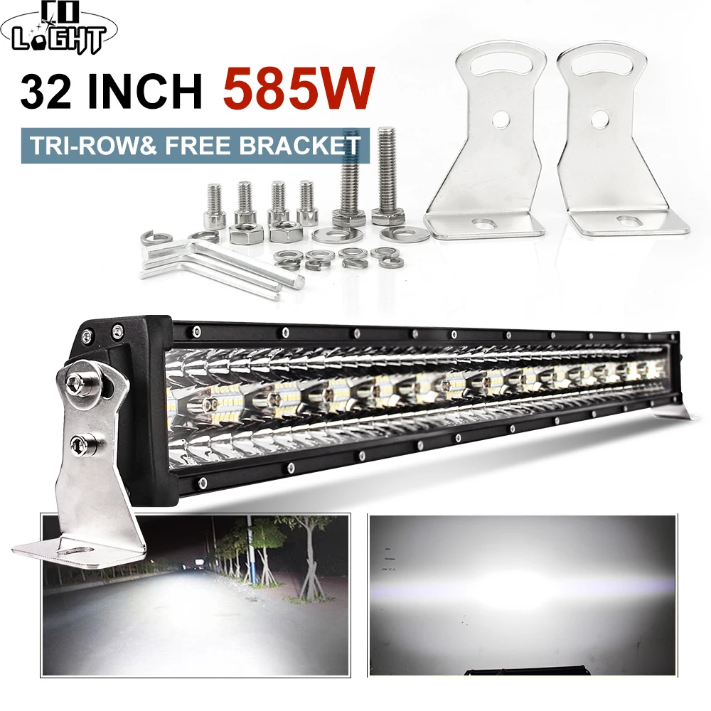 Светодиодная балка CO LIGHT 3 ряда для внедорожников 12 В 24 32 дюйма 585 Вт точечный