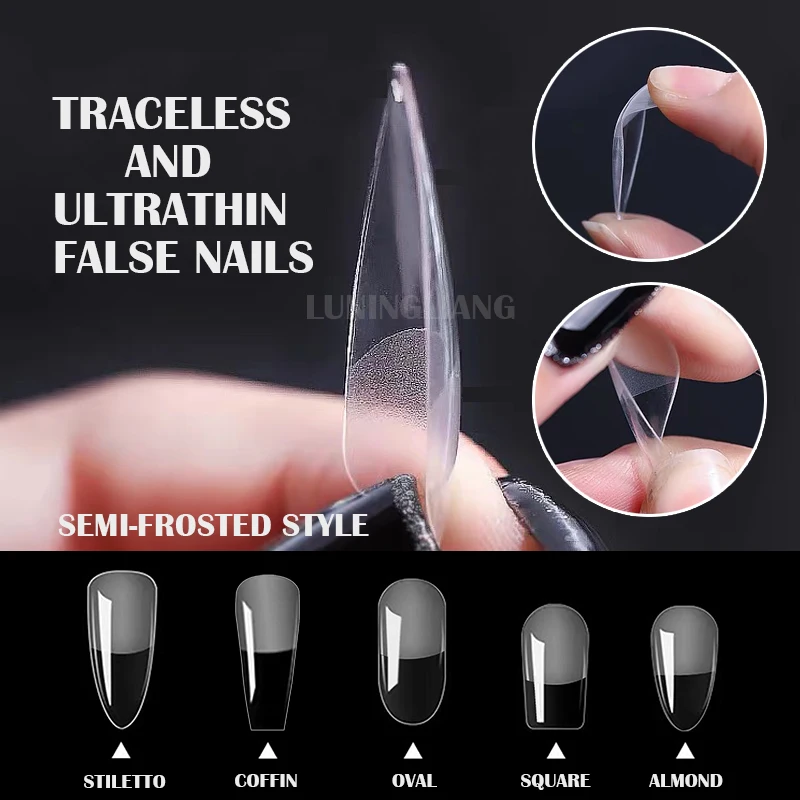 

Fake Nail Art Tips Press on False Nails Full Cover Coffin Semi-Frosted Stiletto Nail Capsule Salon Tip Accessories Tool 120pcs