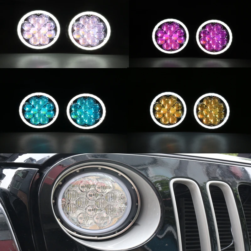 

7" Inch RGB LED Headlight 5D LED Strobe Lights for Jeep Wrangler Land Cruiser FJ40 FJ45 FJ60 Truck 4x4 Off-road Vehicles