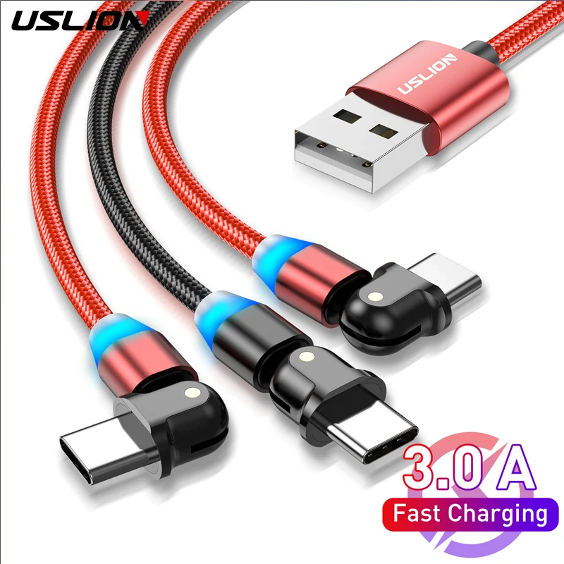 

USLION USB Type C Кабель USB-C Мобильный телефон Быстрая зарядка USB-кабель для зарядного устройства для Samsung Galaxy S9 S8 Huawei Mate 20 Xiaomi Type-C