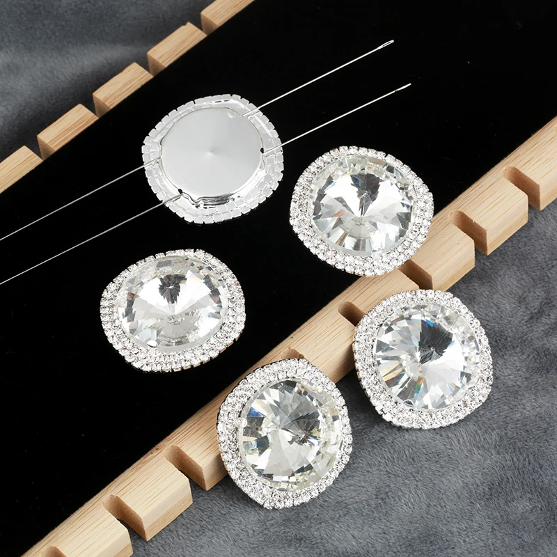 1 шт. 33 мм Большой Размеры круглый камень Щепка пришить стразы с пряжкой