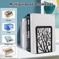 2pcspair metal bookends l shaped desk organizer 3 patterns non slip book storage rack school stationery office accessories