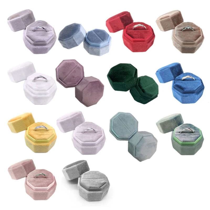 Античная восьмиугольная бархатная шкатулка для колец держатель дисплея со