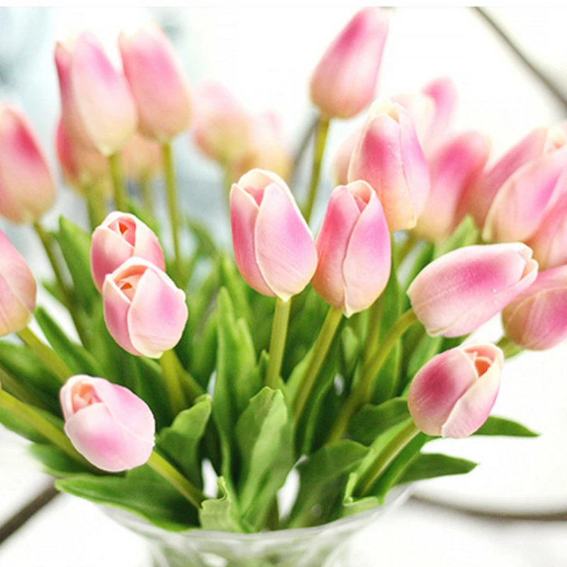 30pcs Party Accessories High Quality Plastic Real Touch Artificial Flowers Tulips for Decoration Valentine's Day Do Dropshipping | Дом и