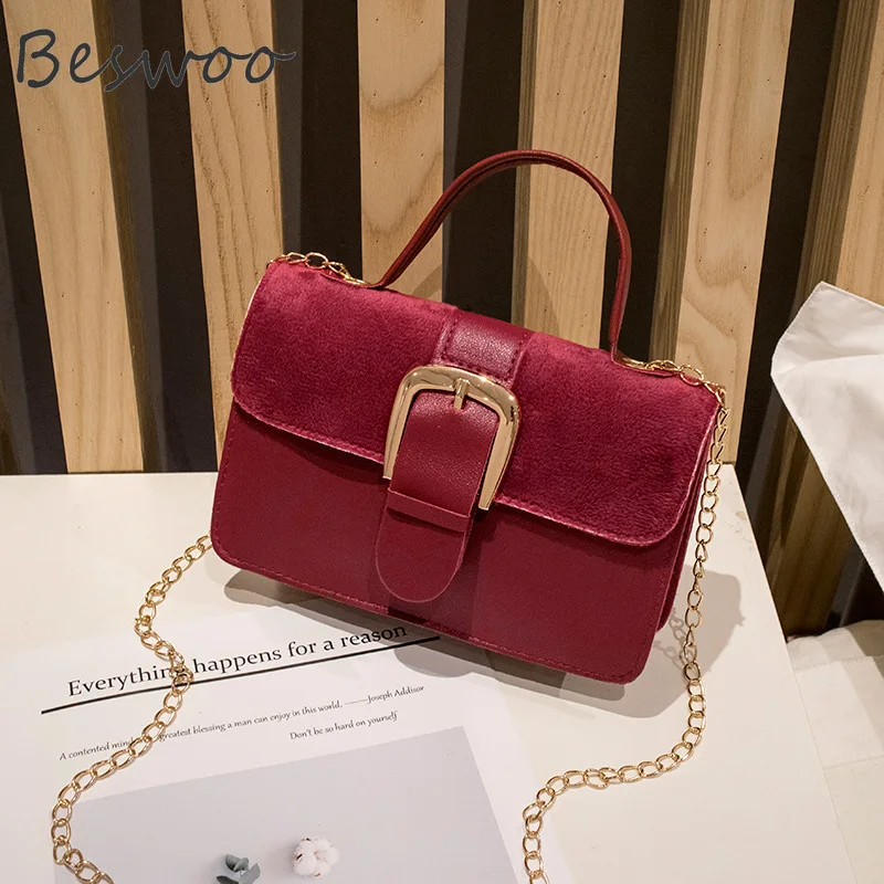 

2021 модные сумки на цепочке для женщин Корейская кожаная дизайнерская сумка через плечо однотонная простая женская сумка на плечо с застежк...