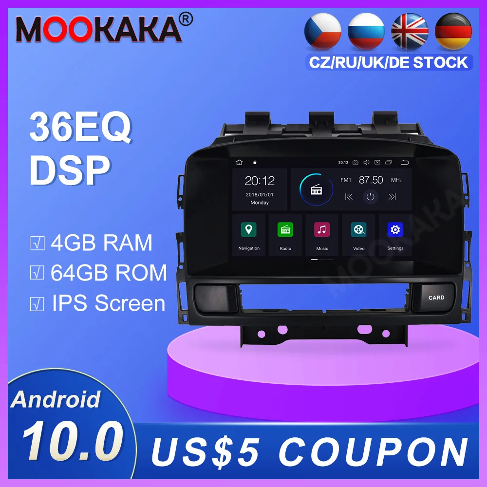 Автомобильный GPS навигатор Android 10 0 4 + 64 ГБ для Opel Vauxhall Holden Astra J 2010 2013 мультимедийный