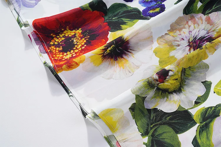 

Women's 96% Mulberry Silk 4% Spandex colorful floral top Shirt Blouse Round Neck short sleeve JN646-2