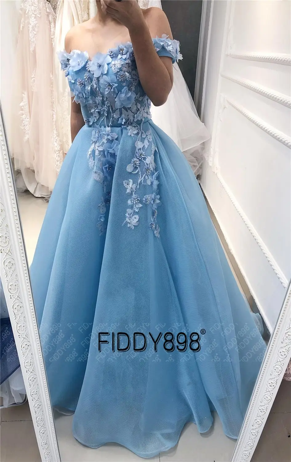 &quotСиний с плеча вечерние платья длинные 3D цветы выпускного вечера 2019 vestidos de fiesta