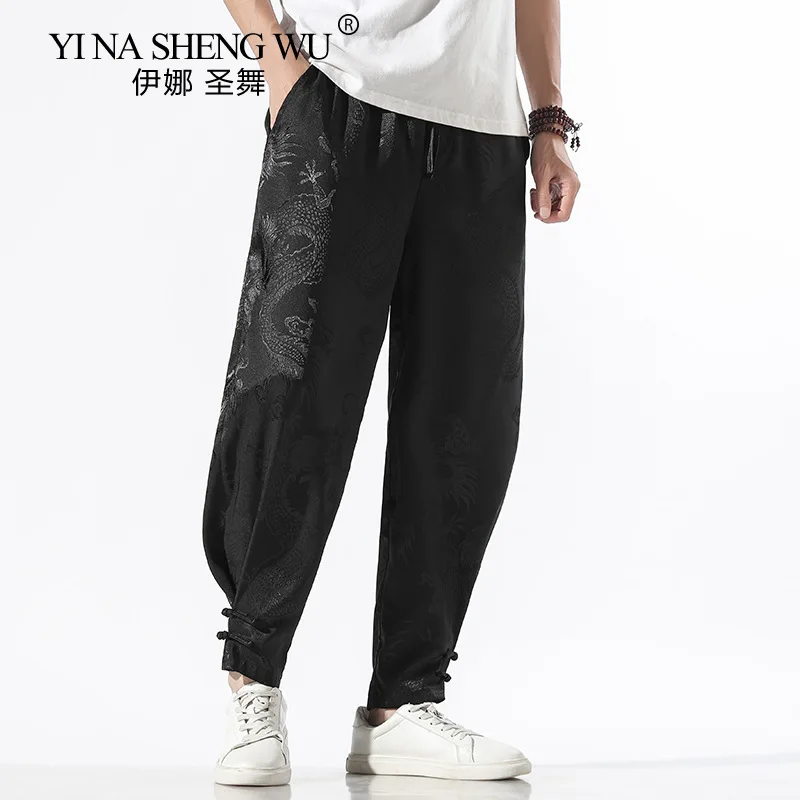 

Повседневные японские штаны harajukupants брюки-кимоно, свободные, в традиционном японском азиатском стиле, с вышивкой в стиле юката, Гаремные костюмы