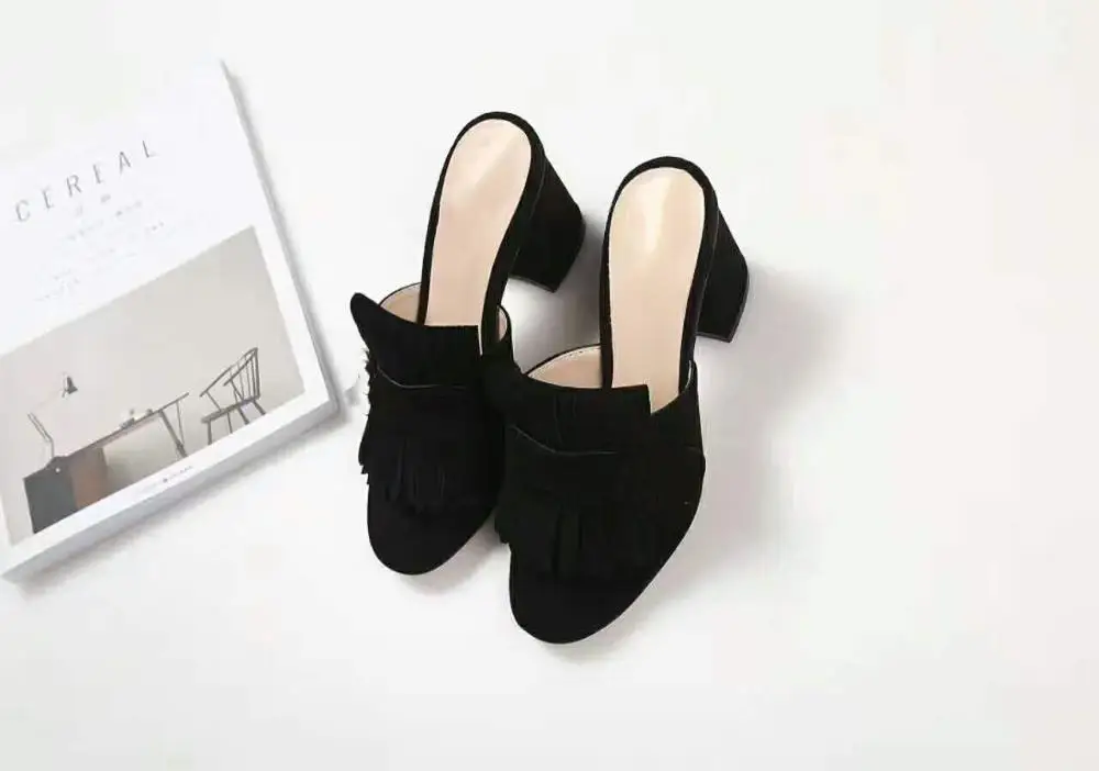 10cm black Chueyz/модные летние босоножки; женская обувь из натуральной замши; туфли-лодочки на высоком каблуке; женская обувь с открытым носком; бренды наивысшего качества - Цвет: 10cm black