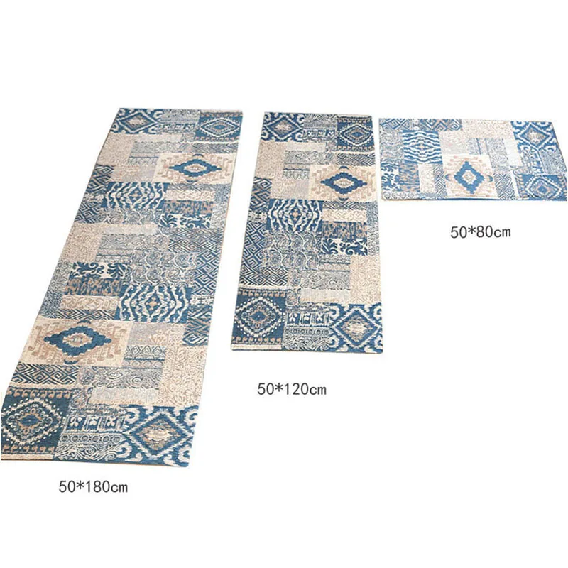

Pastoral Style Anti-skid Kitchen Rug Water Absorption American Kitchen Mat Bathroom Carpet Jacquard Bedroom Carpet Area Rug