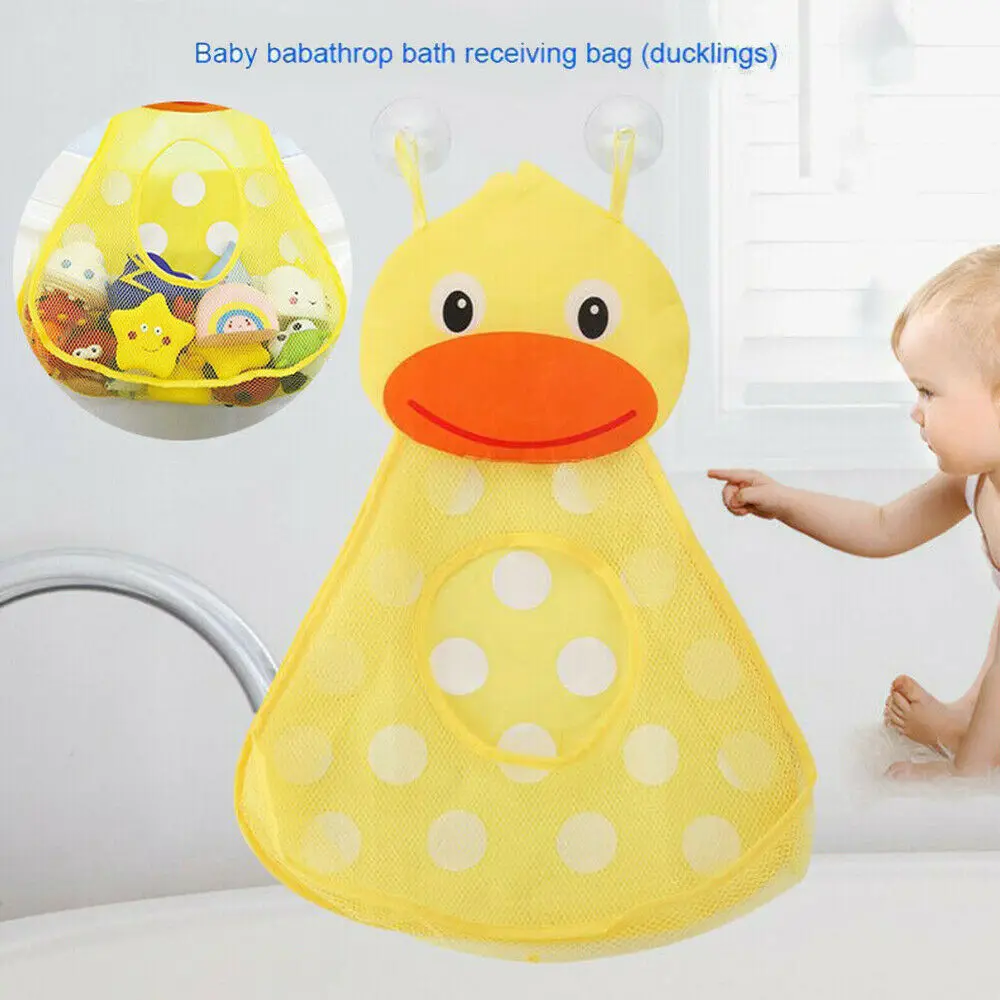 

Vacclo 1pc Cartoon Duck Frog Toy Storage Mesh Pocket Bathroom Wall Suction Baby Kids Toy Organizer Net Toiletries Gadgets Pouch