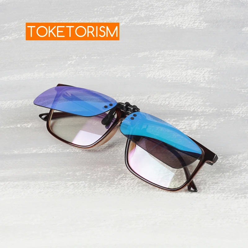 Toketorism small rectangle polarized clip on glasses for men women Anti-UV flip-up sunglasses 402 | Аксессуары для одежды