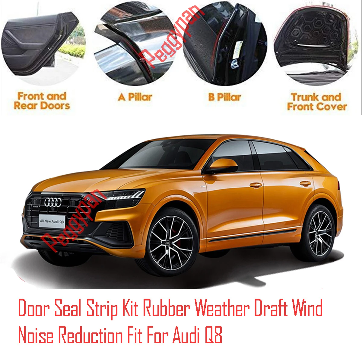 Door Seal Strip Kit Self Adhesive Window Engine Cover Soundproof Rubber Weather Draft Wind Noise Reduction Fit For Audi Q8
