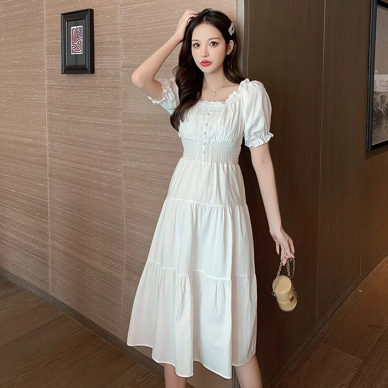 Женское облегающее платье Mori Style фиолетовое с высокой талией и квадратным