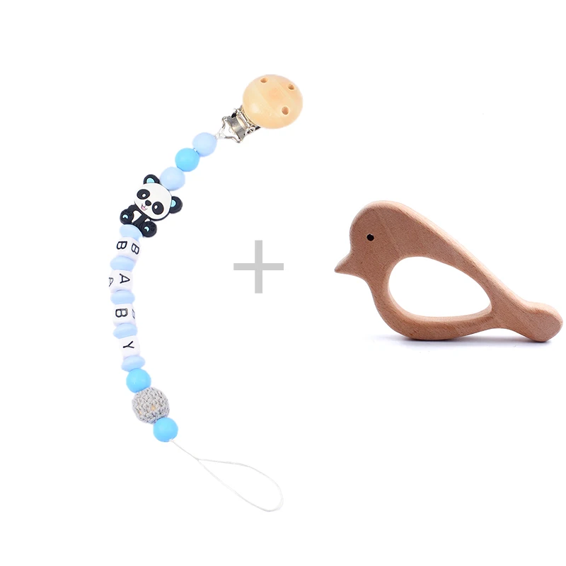 

New Personalise Name Baby Silicone Pacifier Clip Chain Dummy Holder Nipples Infant Newborn Safe Beech Chew Animal Teether Acceso