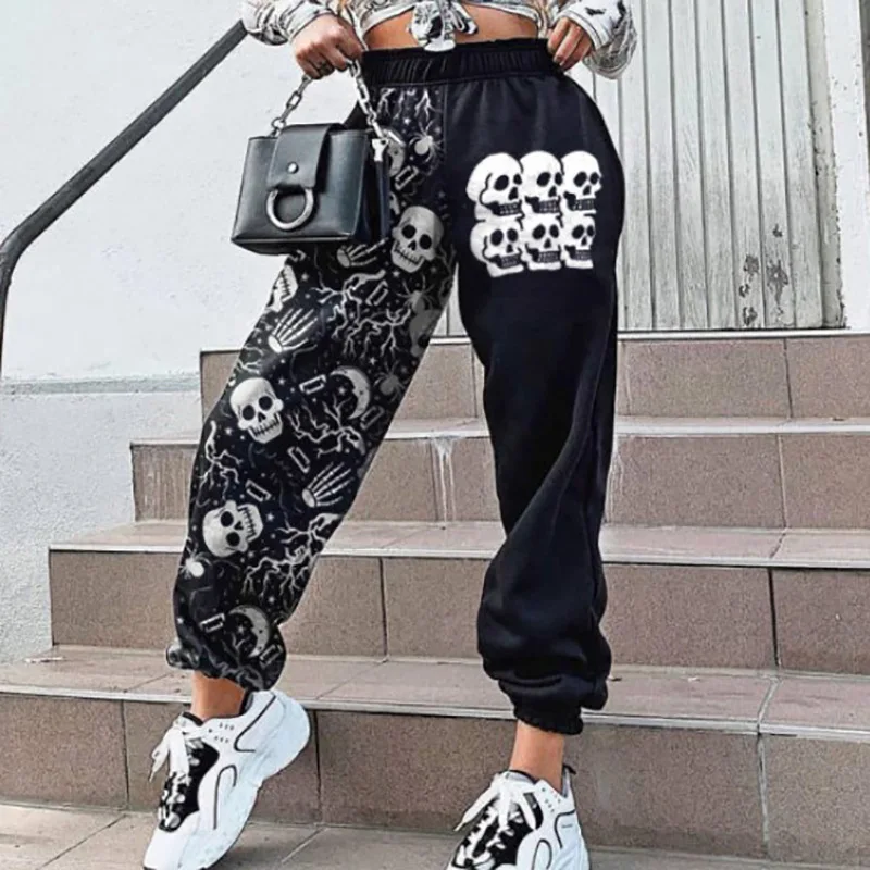 

2021 new printed loose harem overalls korean style women pants cargo pants women y2k pants sweatpants goth pants for women