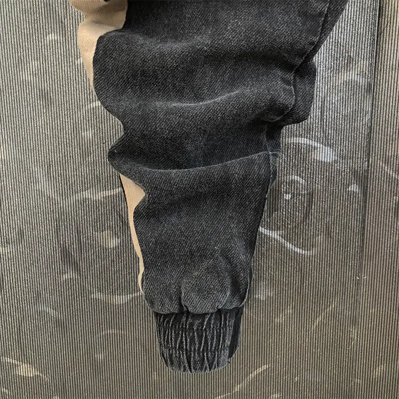 Мужские джинсовые джоггеры Idopy с карманами уличный стиль эластичная талия шнурок