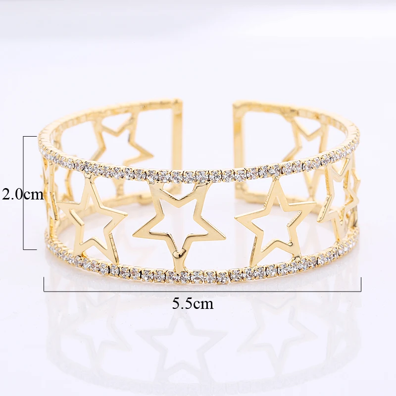 Золотой цвет звезда очарование манжеты браслет элегантный кристалл горный