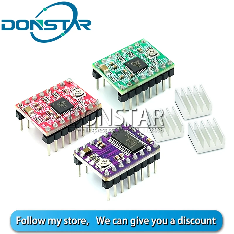 Модуль драйвера шагового двигателя A4988 DRV8825 с радиатором Reprap Ramps 1 4/1 5/1 6 плата