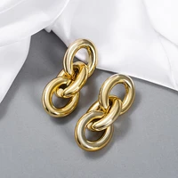 fashion korea cuba bright gold color exaggerated metal chain drop earring retro punk chain earrings party earrings jewelry
