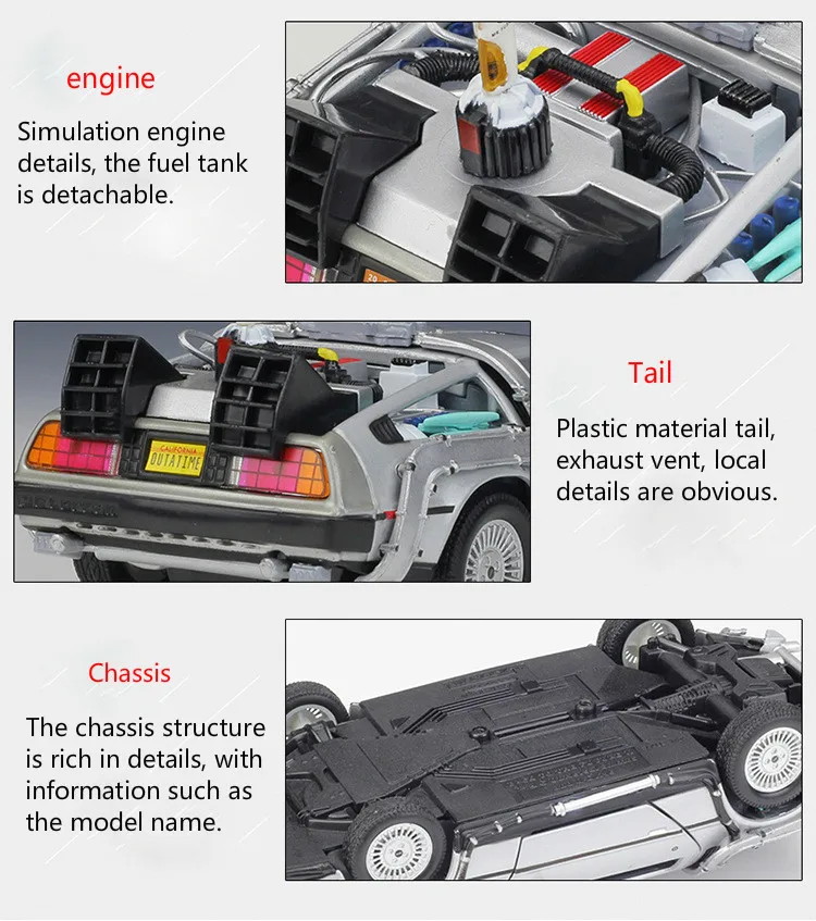 Welly 1:24 литья под давлением сплав модель автомобиля Dmc-12 Delorean Назад в будущее машина времени металлическая игрушка Rc автомобиль для детей игрушка подарок коллекция