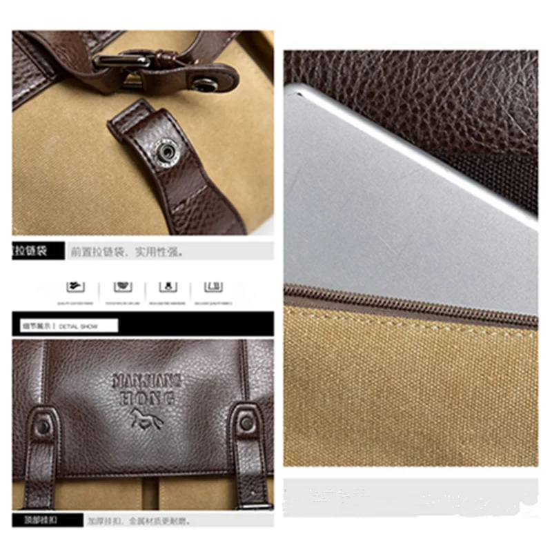 Scione винтажные мужские холщовые кожаные сумки высококачественные через плечо