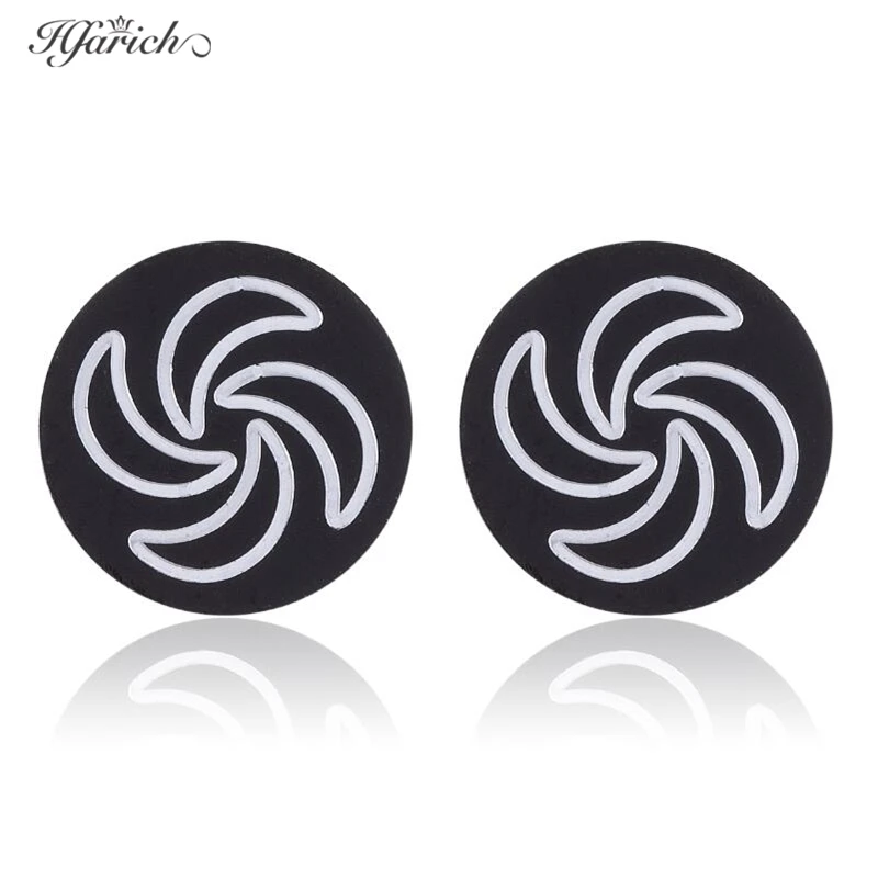 Hfarich ветряная мельница крест Черные серьги для мужчин из нержавеющей стали Луна и