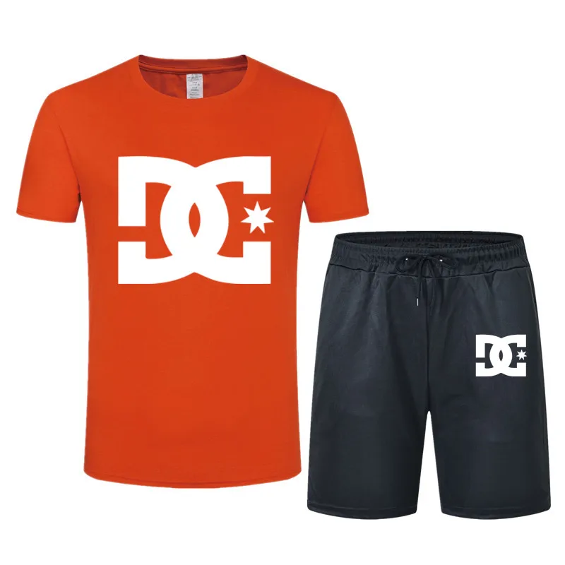 

2021 New Men's Spring And Summer Brand Leisure Sports T Shirt Set Fitness Cotton T Shirt + Sports Shorts Men's Training Set