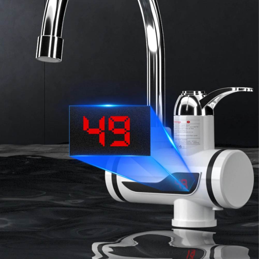 3000w electric faucet water heater fast heating tap water faucet with digital display for kitchen bathroom downside water inlet free global shipping