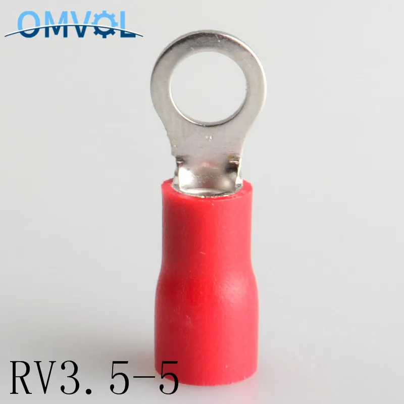 100PCS/LOT RV3.5-5 Black Ring insulated terminal suit 2.5-4mm2 cable Crimp Terminal Cable Wire Connector RV3-5 RV - купить по