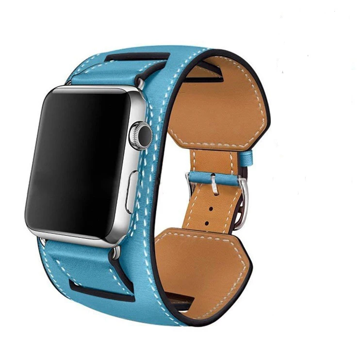 Наручный ремень для Apple Watch, ремешок-манжета, кожаный ремешок, 42 мм, 38 мм, 40 мм, 44 мм, браслет для iWatch, ремешок серии 5, 4, 3, 2, 1 - Цвет ремешка: Blue 7