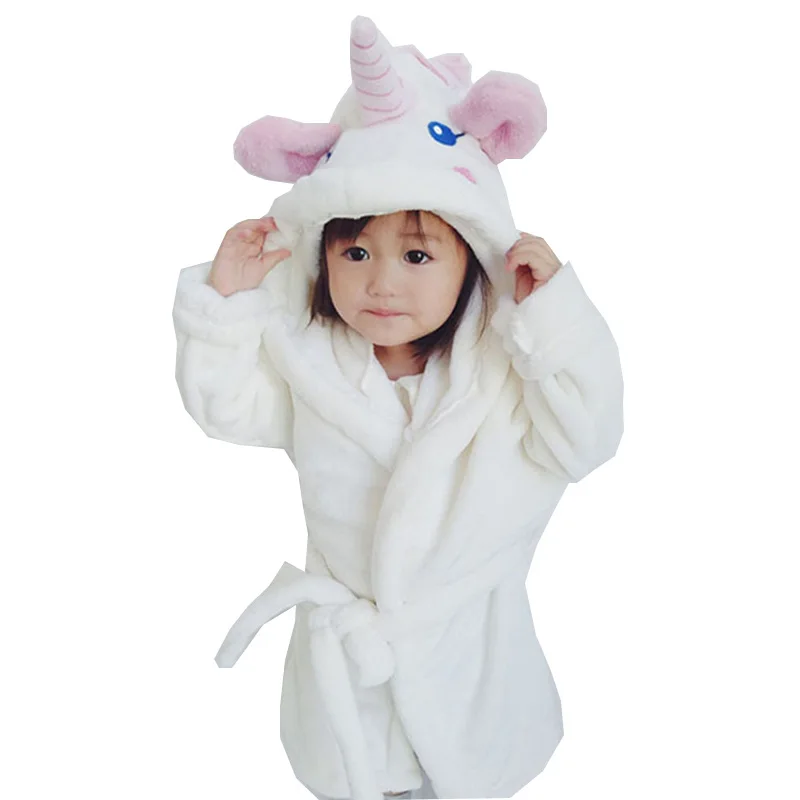 

Autumn Cute Girl Bathrobes Infant Toddler Boys Girls Unicorn Flannel Knee-Length Bath Robe Hoodie Robe Peignoir Sleepwear