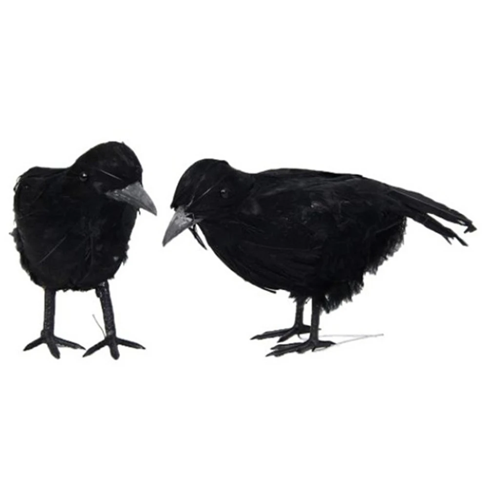 

2 Pack Realistic Halloween Black Crows Supplies Ornaments Fake Bird Animal Party Horror Props DIY Decor Ornaments Supplies