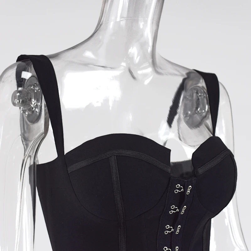 

Black Padded Sexy Crop Top Women Elegant Tank Top Push Up Vintage Camis Boning Corset Tops 2021 Cropped Fashion Bandage Club Tee