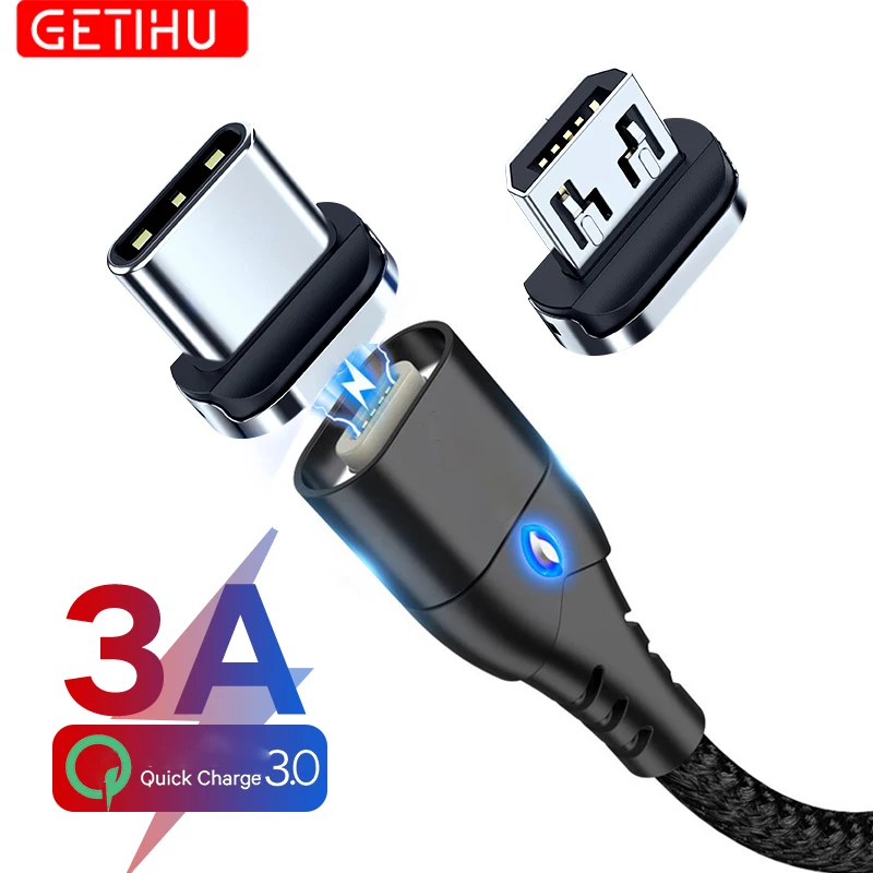 GETIHU Магнитный кабель быстрой зарядки с разъемом Micro USB Type C для зарядного