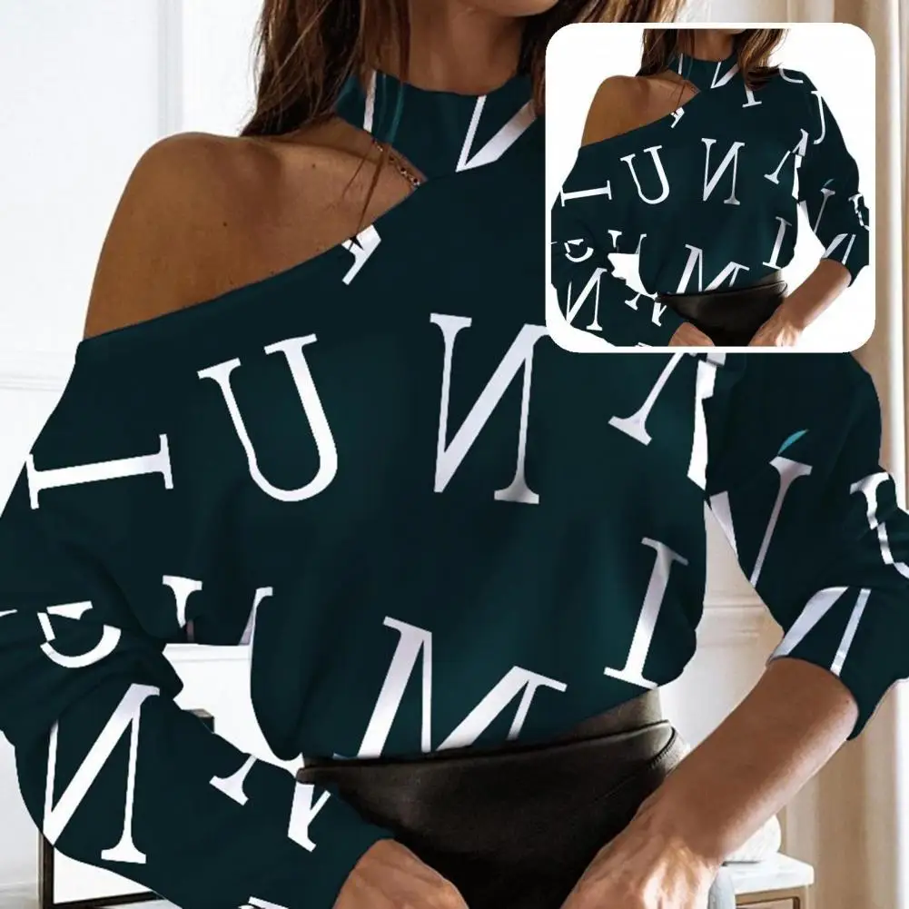 

Great Lady Blouse Pullover Clothes Blouse Leisure Alphabet Design Women Top