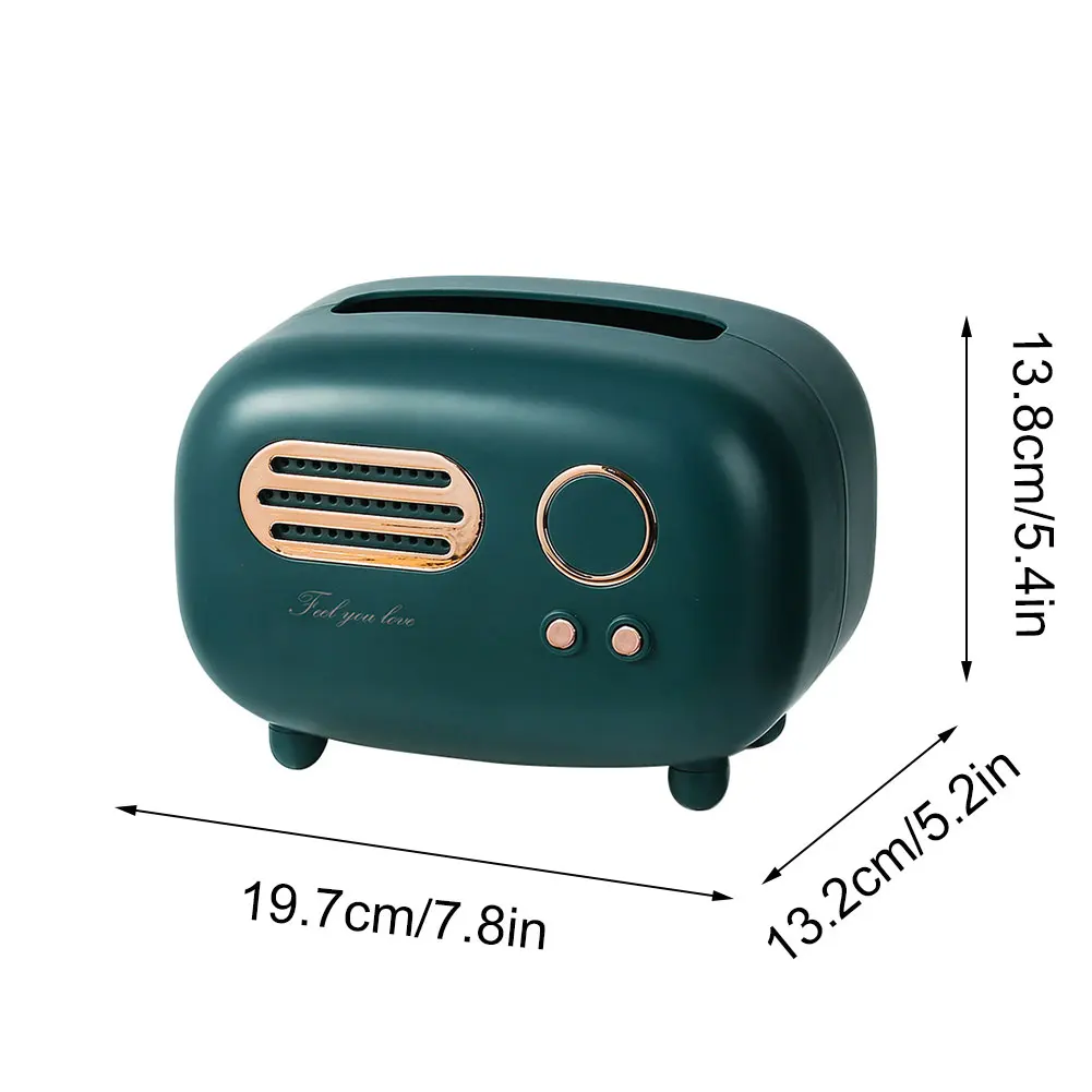 

Retro Radio Model Tissue Storage Box Vintage Desktop Paper Holder Dispenser Storage Napkin Case Home Organizer Ornament Craft