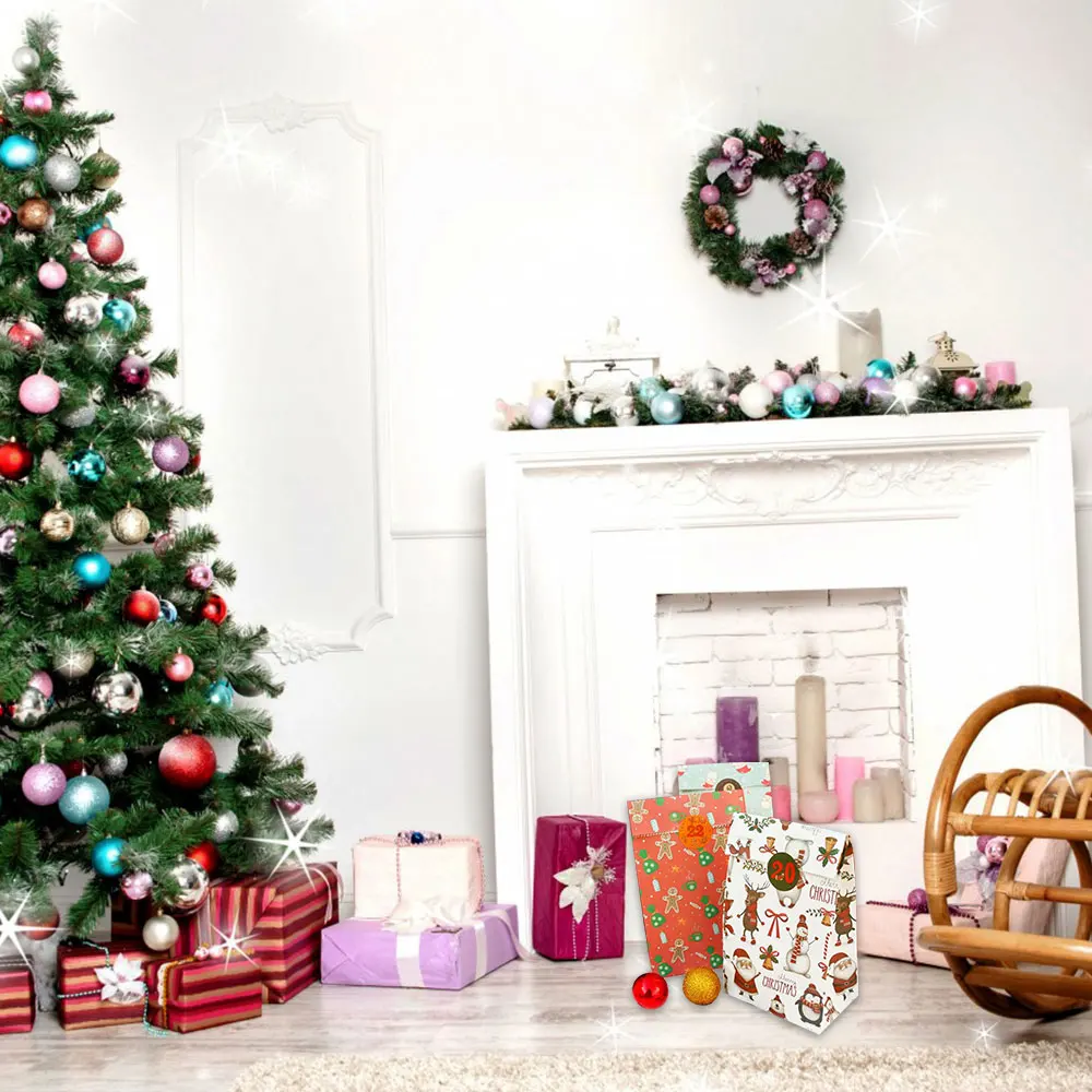 

24Pcs/Set Merry Christmas Advent Calendar Number Paper Sticker Cookie Candy Seal Stickers Xmas Decoration DIY Packing Labels