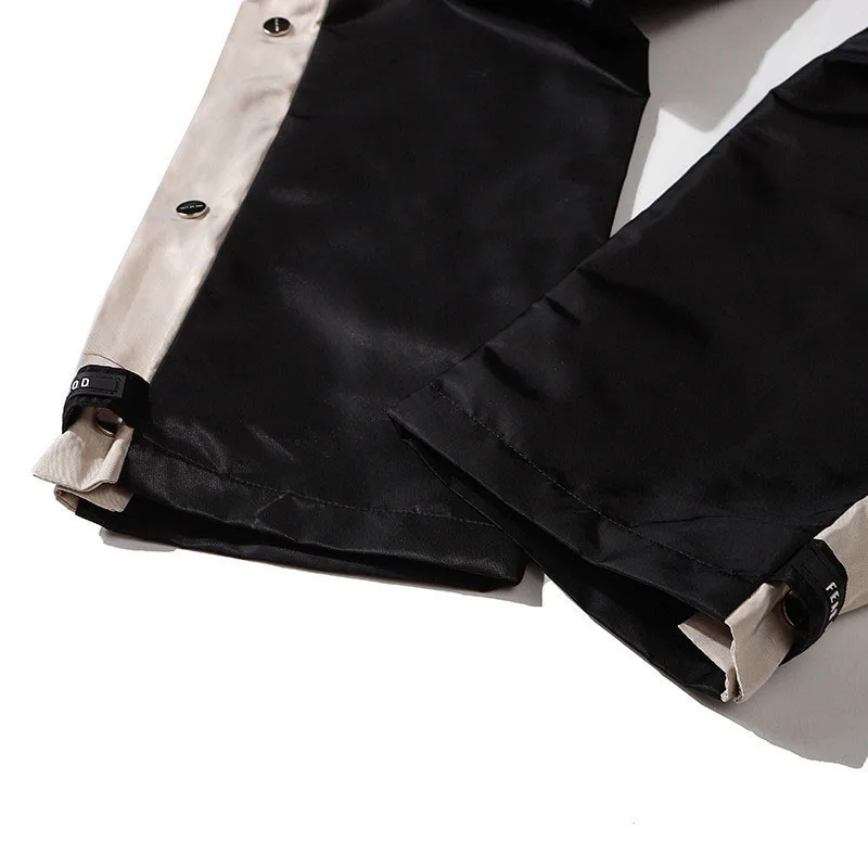 

Fashion Hip Hop Black Stitching Jogging Men's Basketball Sweatpants Streetwear Loose Casual Breasted Straight Pants