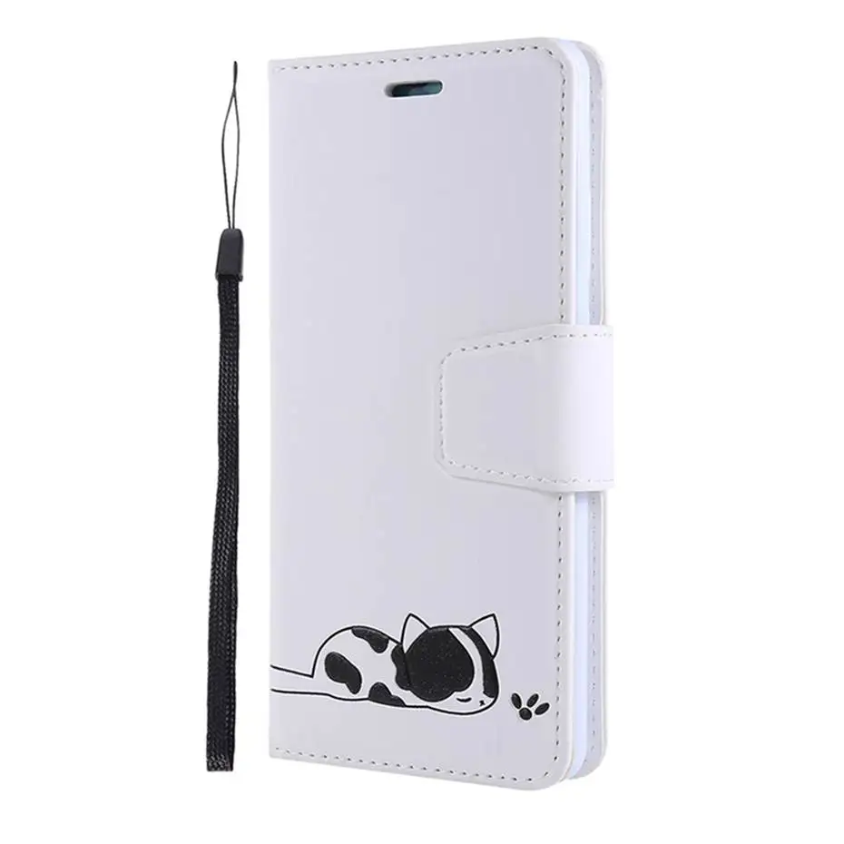 White Кожаный чехол с откидной крышкой для samsung Galaxy S10 E S9 J4 J6 A7 A6 плюс A10 A20 E A30 A40 A50 A70 милый кошелек с котами чехол для телефона - Цвет: White