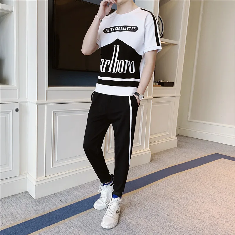 

Suit men's short sleeve T-shirt summer fashion brand 2021 new loose fashion clothes with a handsome summer