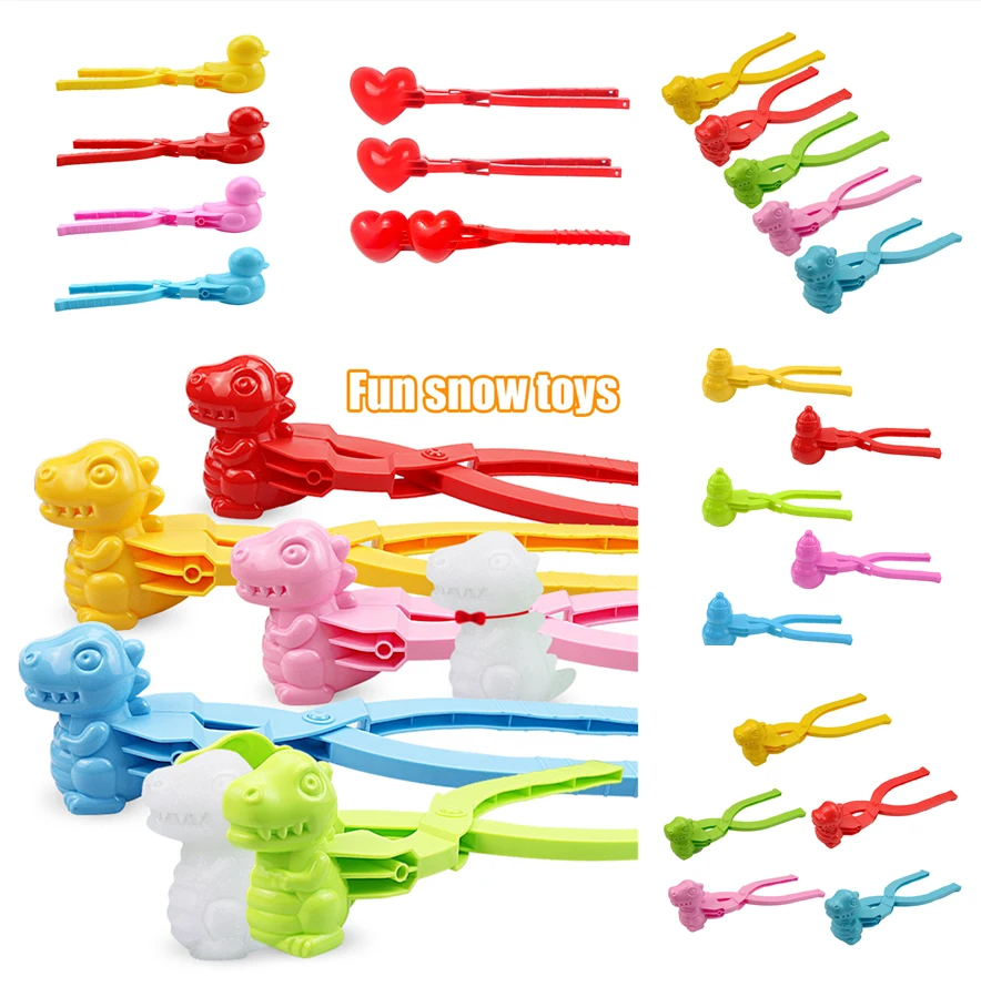 

2021 Snowball Maker Clip Cute Snowman Duck Dinosaur Shaped Winter Snow Mold Children Kids Outdoor Snowball Fight Fun Sports Toys