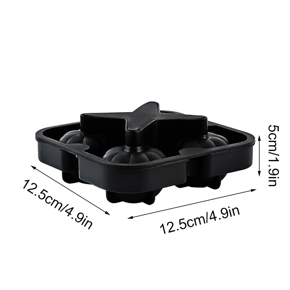 

Ice Cube Tray Silicone Ice Ball Pumpkin Shape 4 Cells Ice Making Tool With Lid For Chilled Whiskey Cocktail Ice Cube Tray Ball